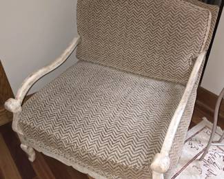 Jeffco Down filled Farmhouse/Shabby Chic White armchair.