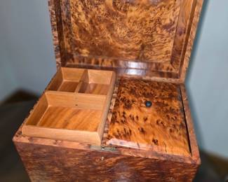 Burled wood box.