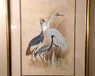 Framed Crane (Egret) Art 32" x 42"