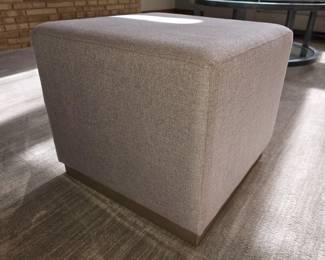 Ottoman with gold trim at bottom. 20"x 20"x17.5"h. In excellent condition! 