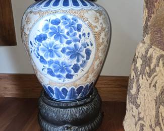 Large Urn with metal feet and lid