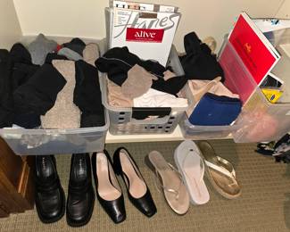 Women's shoes around size 7.5. Socks, nylons