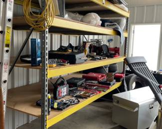 Rack full of various tools