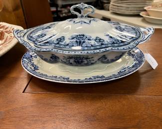 Flow Blue Tureen w/ Underplate