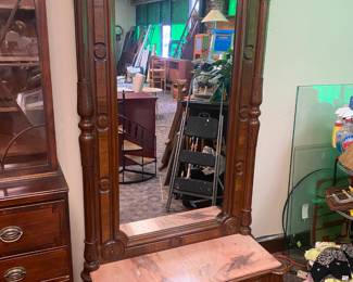 Victorian Pier Mirror w/ Marble Top Seat