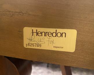 Detail of Label on Henredon