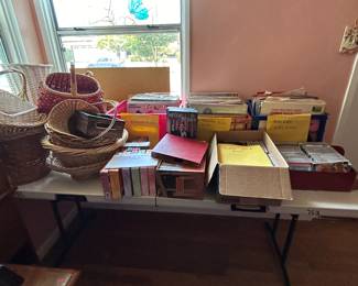 Baskets, CDs, video tapes and records