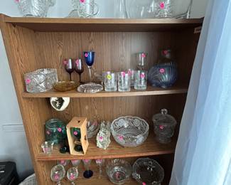 Crystal items and display shelf