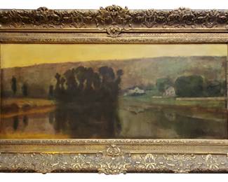 Leon Augustin L'hermitte. Barbizon River landscape. 