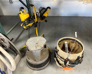 Shop tools- lights, tool bucket, stool 