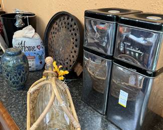 Chrome canister set, baskets
