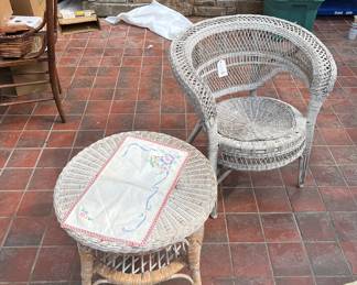 White wicker chair and table  75%  discount