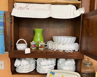 Milk Glass, other kitchen items