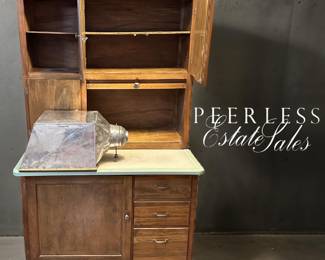 Vintage Kitchen Mate/Hoosier with Flour Hopper/Sifter - with upper doors open- Bid #