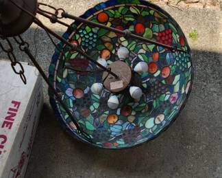Hanging stained glass lamp. can be converted to table lamp.