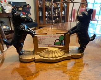 Cute heavy iron business card holder with scotties