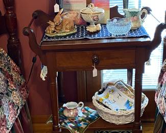 Side table in the guest bedroom.