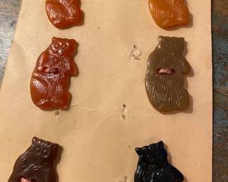 Vintage card full of fun bakelite bear buttons