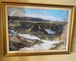 "Thawing Cornfield" - Oil on canvas by Robert Sudlow