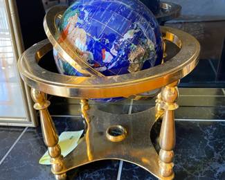 Large ornamental brass globe - shown sitting on the floor