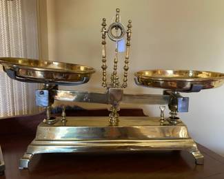 Antique large commercial brass scale
