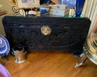 Antique carved Asian chest.