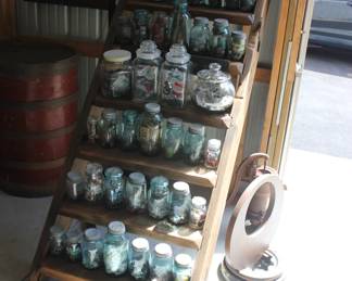 Antique steps used for display is for sale.