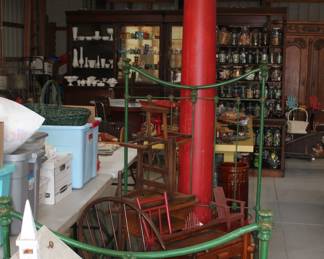 circa 1880 iron bed, original green paint.  