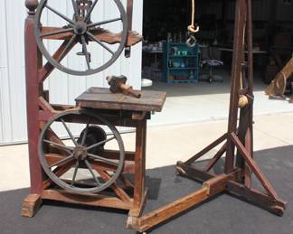 circa 1850 band saw and 1913 primitive hoist