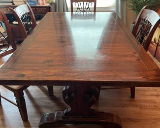 Dining room table and chairs , Table extends to 109 in.