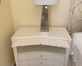 #79A - $250 EACH (one of two) Hooker cream night table 34x18x30T with pull tray