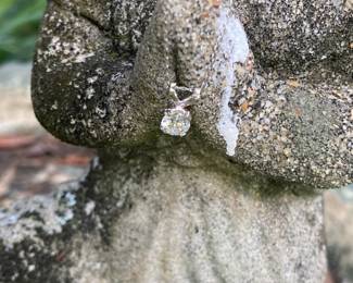 #87 - $750 - 14kt white gold 16" chain and pendant with 1/2 ct diamond pendant. 1.2 grams. 