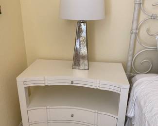 #79A - $250 EACH (one of two) Hooker cream night table 34x18x30T with pull tray