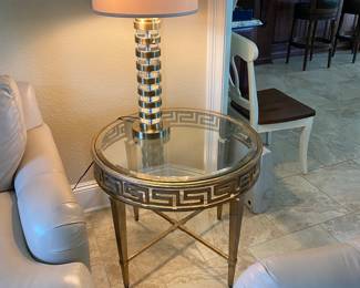 #2 - $250 Each table - Lexington side round table - glass tops 25x28 (2)