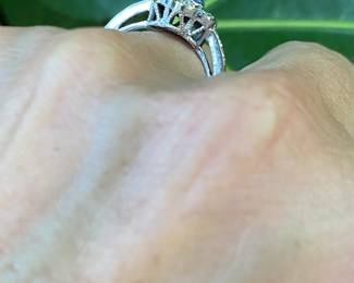 #90 - $375 - LE VIAN 14kt white gold and sapphire ring. 3.7 grams.  sz 6.5