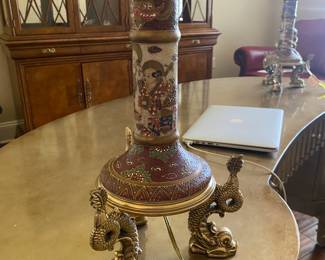 #39 - $75 EACH priced individually lamp 8"Wx30"T -porcelain asian style solid brass  (2 available)