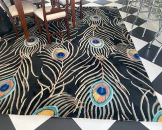 #16 - $400 - Catalina rug black Peacock Feathers 7'9"x 10'6"