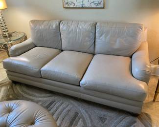 #1 - $800 - Bradington Young Leather Sofa taupe 82Wx36Dx 35T
