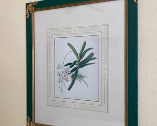 #69A - $50 - One of 4 Botanical prints green frame x4 - 23x27