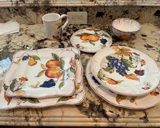 #94 - $880 - 101 pieces of "Sur La Table" Harvest fruits grape/pear/apples set of china Made in Italy. 