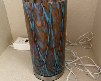 #6- $58 each - Glass tubular lamp 12x6 green x 2