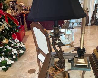 $80 - Pair of solid brass lamps dolphin 