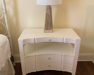 #79B - $250 EACH (one of two) Hooker cream night table 34x18x30T with pull tray