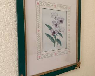 #69D - $50 - One of 4 Botanical prints green frame x4 - 23x27