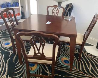 #17 - $250 - Frontgate folding card table 38x38x29T with 4 folding chairs