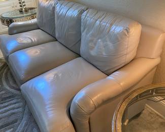 #1 - $800 - Bradington Young Leather Sofa taupe 82Wx36Dx 35T