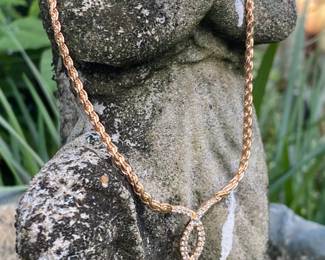 #86 -  $950 - 14kt yellow gold V-shape necklace 1/2 ct diamonds . 16.1 grams  