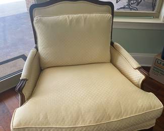 #61B - $300 EACH - One of Two Yellow chair 36x33x36 Vanguard of NC finished on the back - brand new condition. 8 way hand tied coil springs