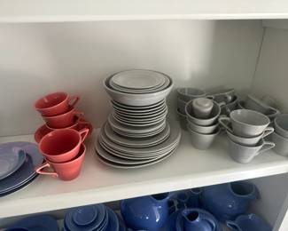 #122- $400 - Homer Laughlin Harlequin Fiestaware Grey set 40 pieces approx. or $10 a piece