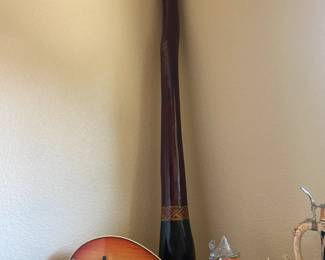 A- $250 Instrument didgeridoo wood 55"Tx 4 1/2" & #B $40 - Mandolin 24x8 damaged - strings need to be replaced 